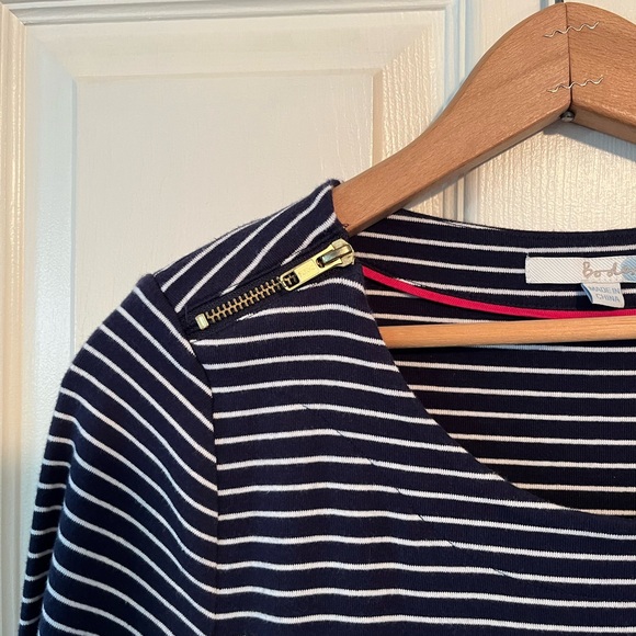 Boden Navy and White Striped 3/4 Sleeve Dress - Picture 3 of 8